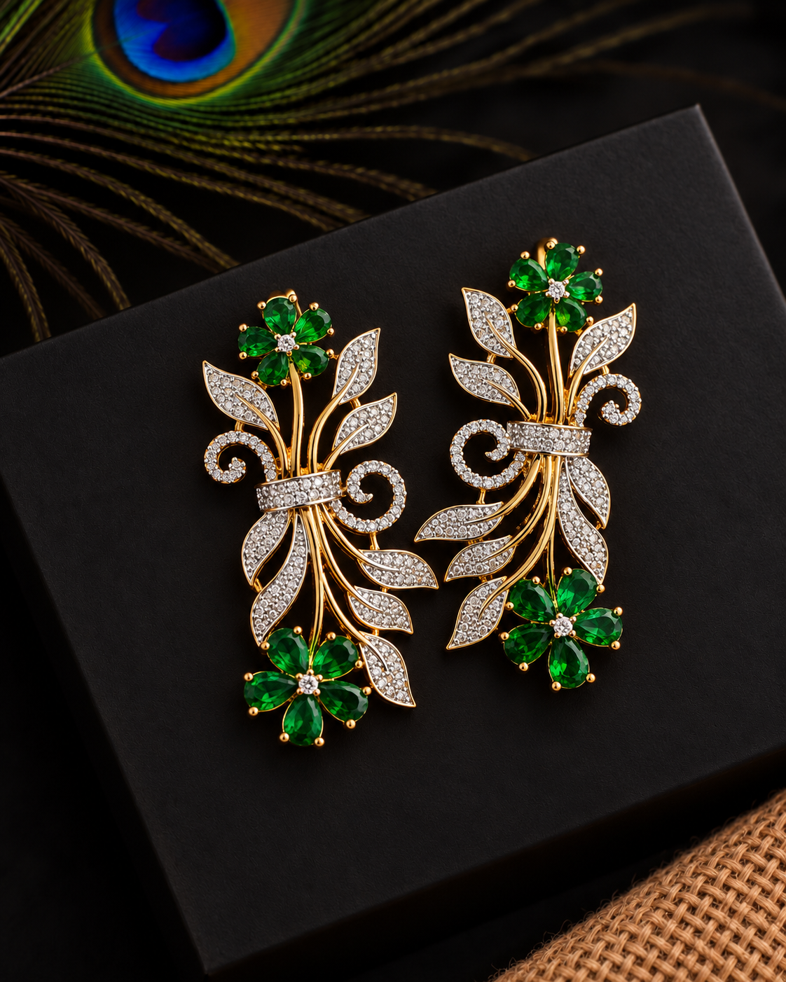 Emerald Blossom Statement Earrings | The Siyara